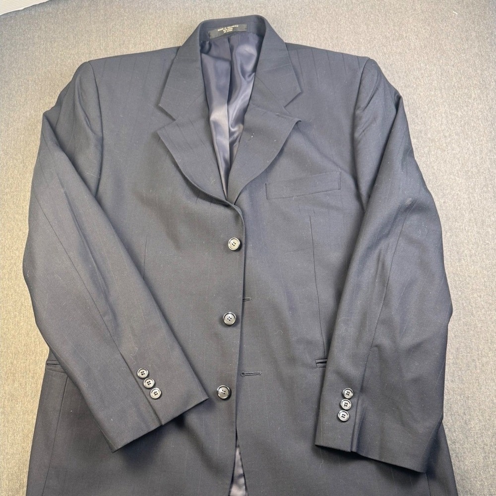 Dario‎ di Napoli Mens Blazer Jacket Black Pinstripe Wool Business
